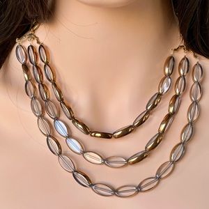 Lenora Dame for Anthropologie Three Tier Crystal Necklace 18.5”